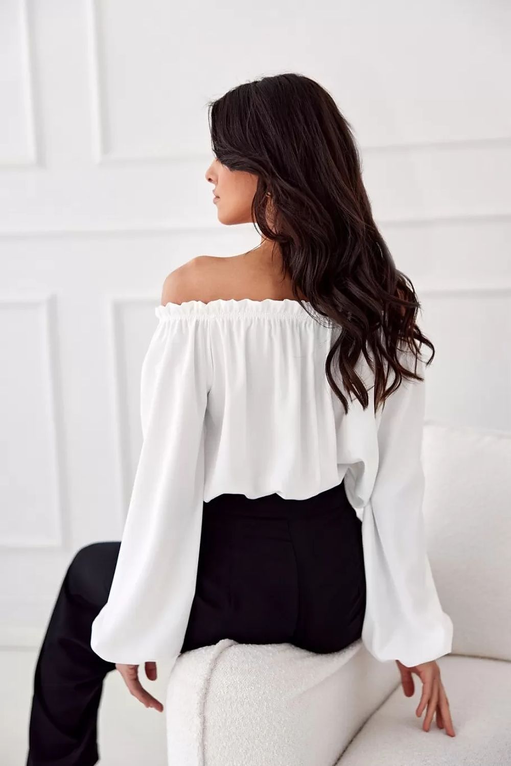 Elegant rosie satin blouse with spanish-style neckline an...
