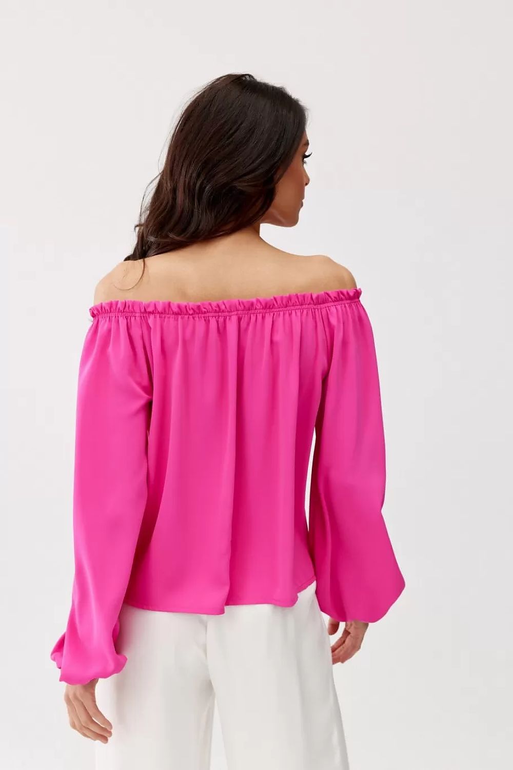 Elegant rosie satin blouse with spanish-style neckline an...