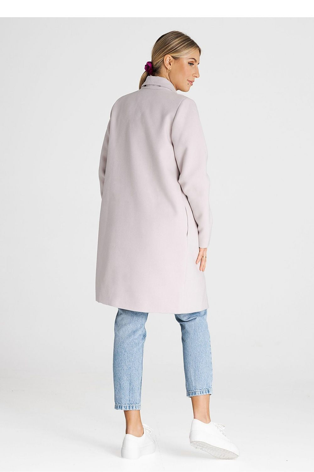 Luxury Figl Coat With Large Lined Collar - Versatile Unbuttoned Design With Inner Pockets