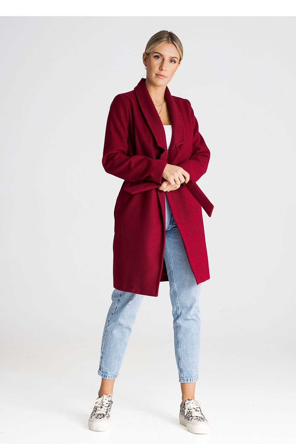 Luxury Figl Coat With Large Lined Collar - Versatile Unbuttoned Design With Inner Pockets