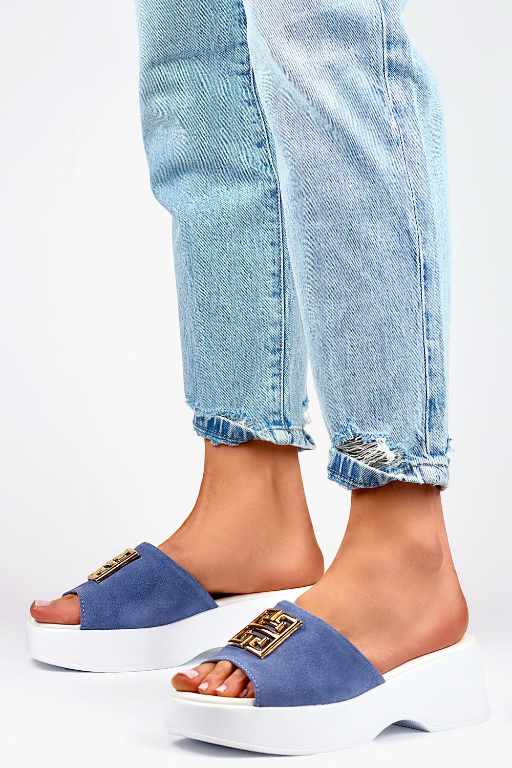 PRIMO Women's Natural Leather Flip-Flops with 5cm Platform - Stylish & Comfortable Summer Footwear