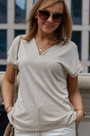 Luxury Kimono Style Blouse with Gold Thread - Soft Viscose Knit by La Aurora