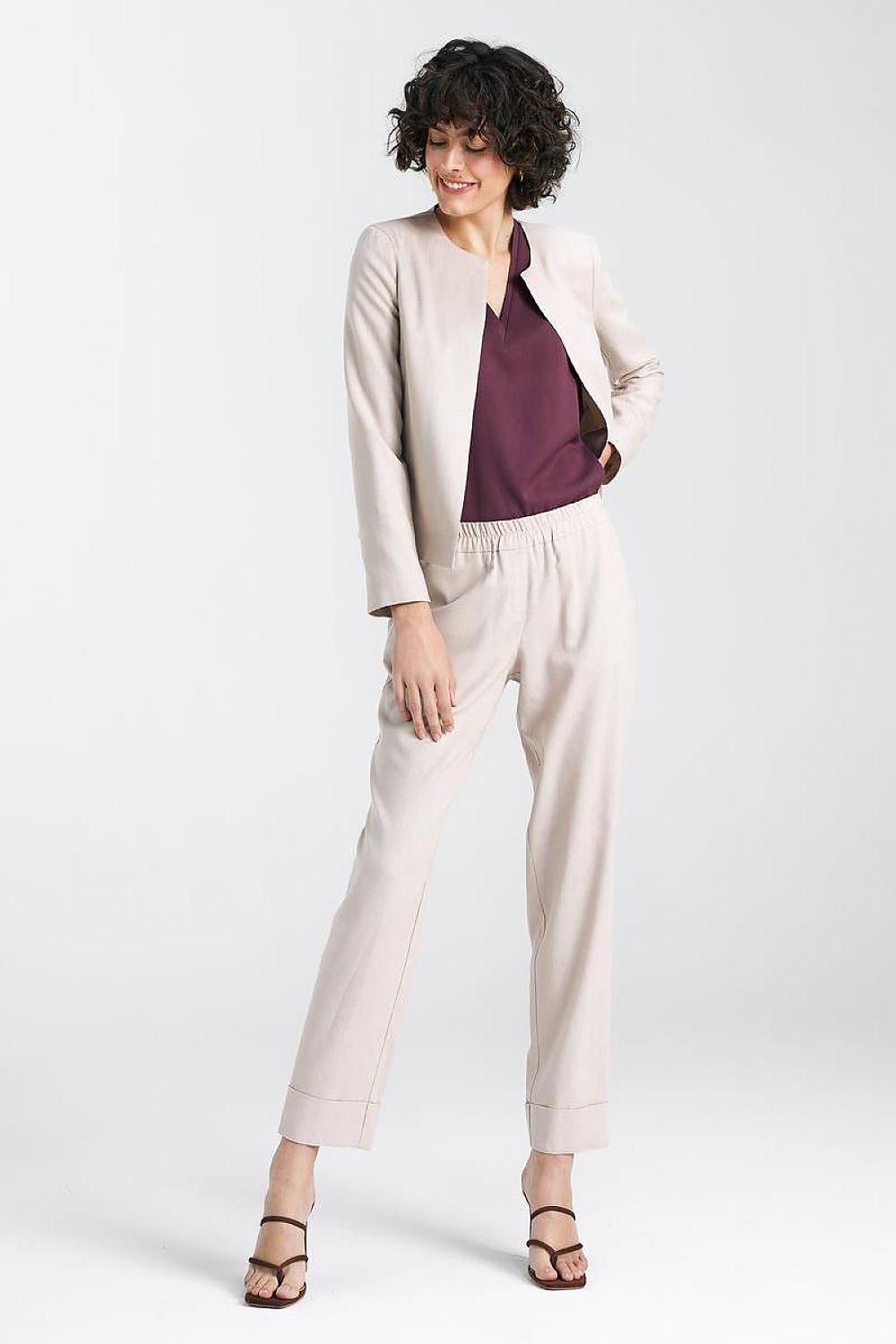 Elegant Pistachio Green Boxy Jacket with Shoulder Pads | High-Quality Viscose, Linen, Cotton Blend