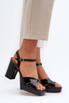 Elegant Women's 9Cm Heel Sandals with Adjustable Buckle - S.Barski Shiny Footwear