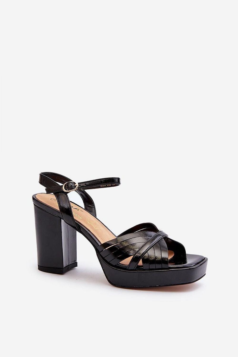 Elegant Women's 9Cm Heel Sandals with Adjustable Buckle - S.Barski Shiny Footwear