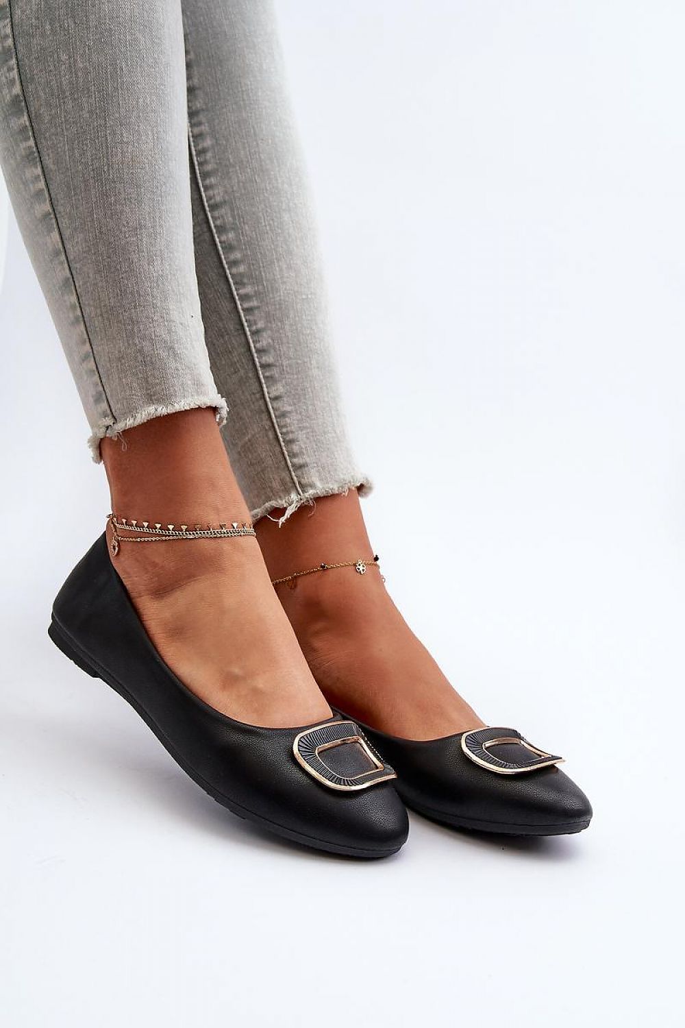Elegant Eco Leather Ballet Flats for Women with Delicate Embellishment – Summer Comfort