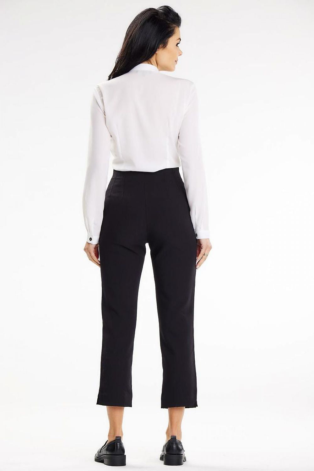 Elegant Stand-Up Blouse With Heart Neckline And Buttoned Cuff Sleeves