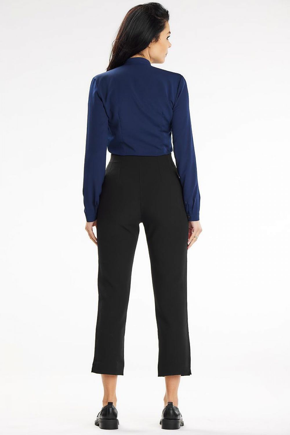 Elegant Stand-Up Blouse With Heart Neckline And Buttoned Cuff Sleeves
