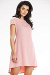 Stylish Asymmetrical Mini Dress With Contrasting Pleats | Awama