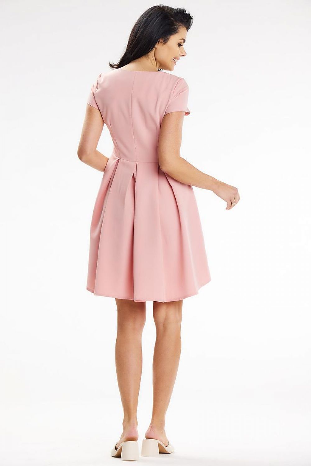 Stylish Asymmetrical Mini Dress With Contrasting Pleats | Awama