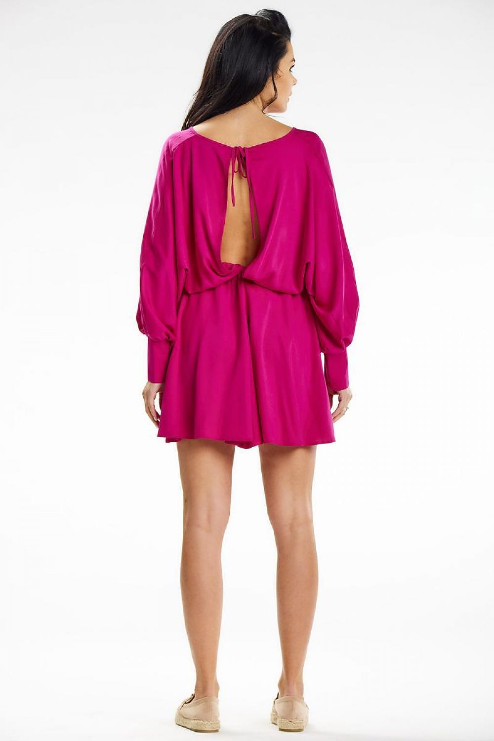 Elegant Mini Dress with Kimono Top and Elastic Waistband - Versatile Styles for Every Occasion