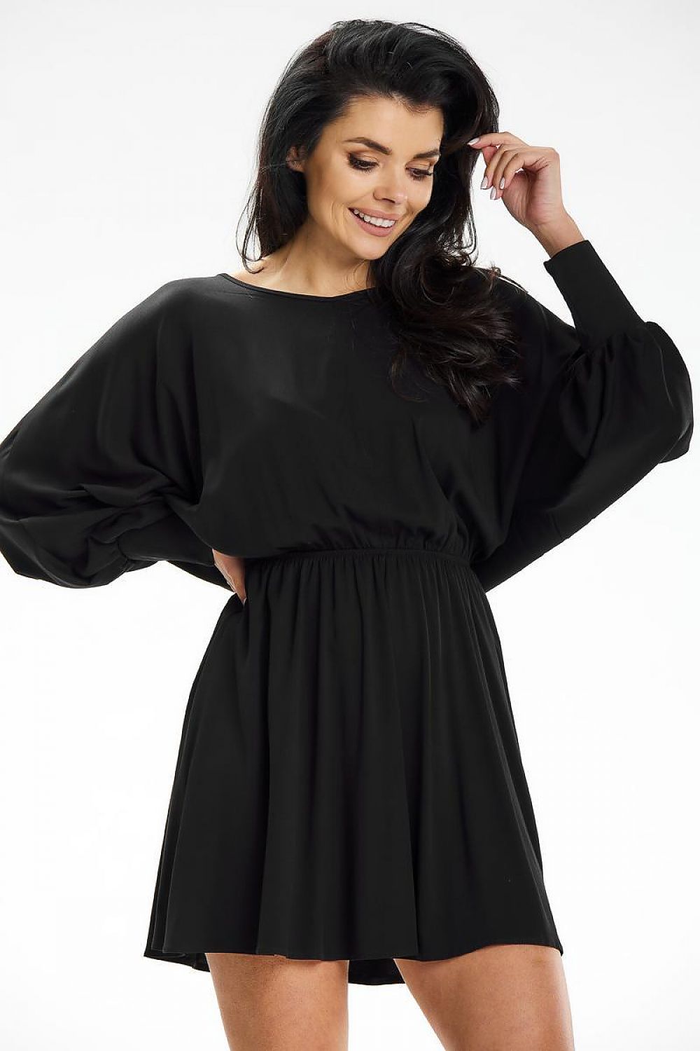 Elegant Mini Dress with Kimono Top and Elastic Waistband - Versatile Styles for Every Occasion