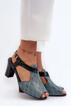 Jezzi Women’s Eco Leather Sandals with Adjustable Strap & Natural Insole - 7.5 cm Heel