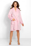 Elegant Pink Women's Bathrobe with Long Sleeves and Pockets by Momenti Per Me