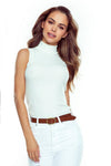Eldar Fitted Sleeveless Blouse with Turtleneck - High-Quality Ribbed Knit, Elegant Style