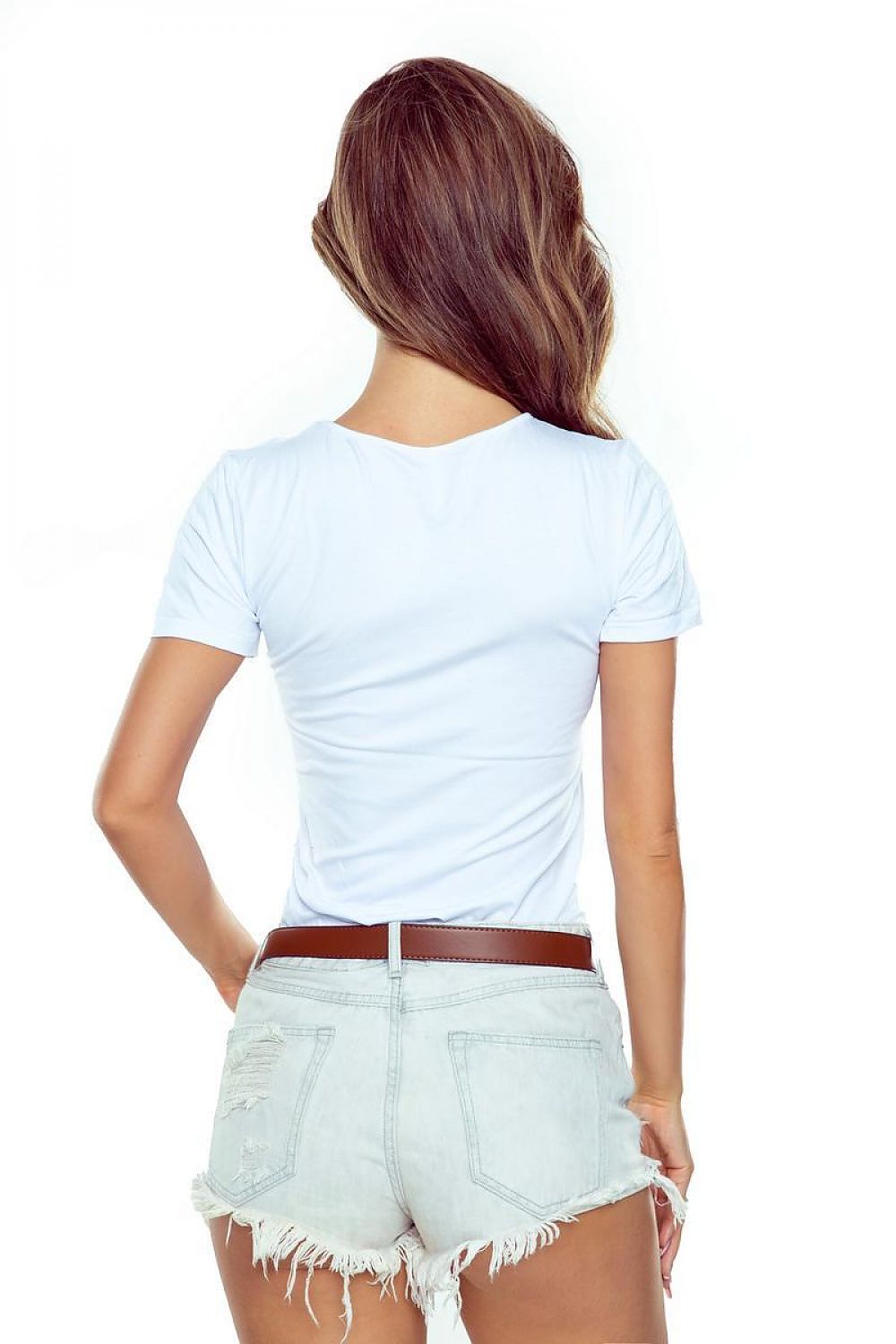Eldar Stylish Fitted Cotton Blouse with Teardrop Neckline & Cutouts in Black and White