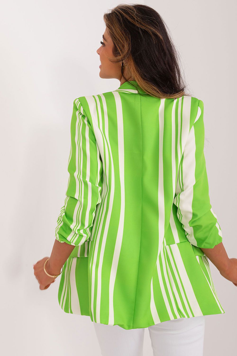 Italy Moda Striped Blazer - Relaxed 3/4 Sleeve Casual Jacket for Spring/Summer Elegance