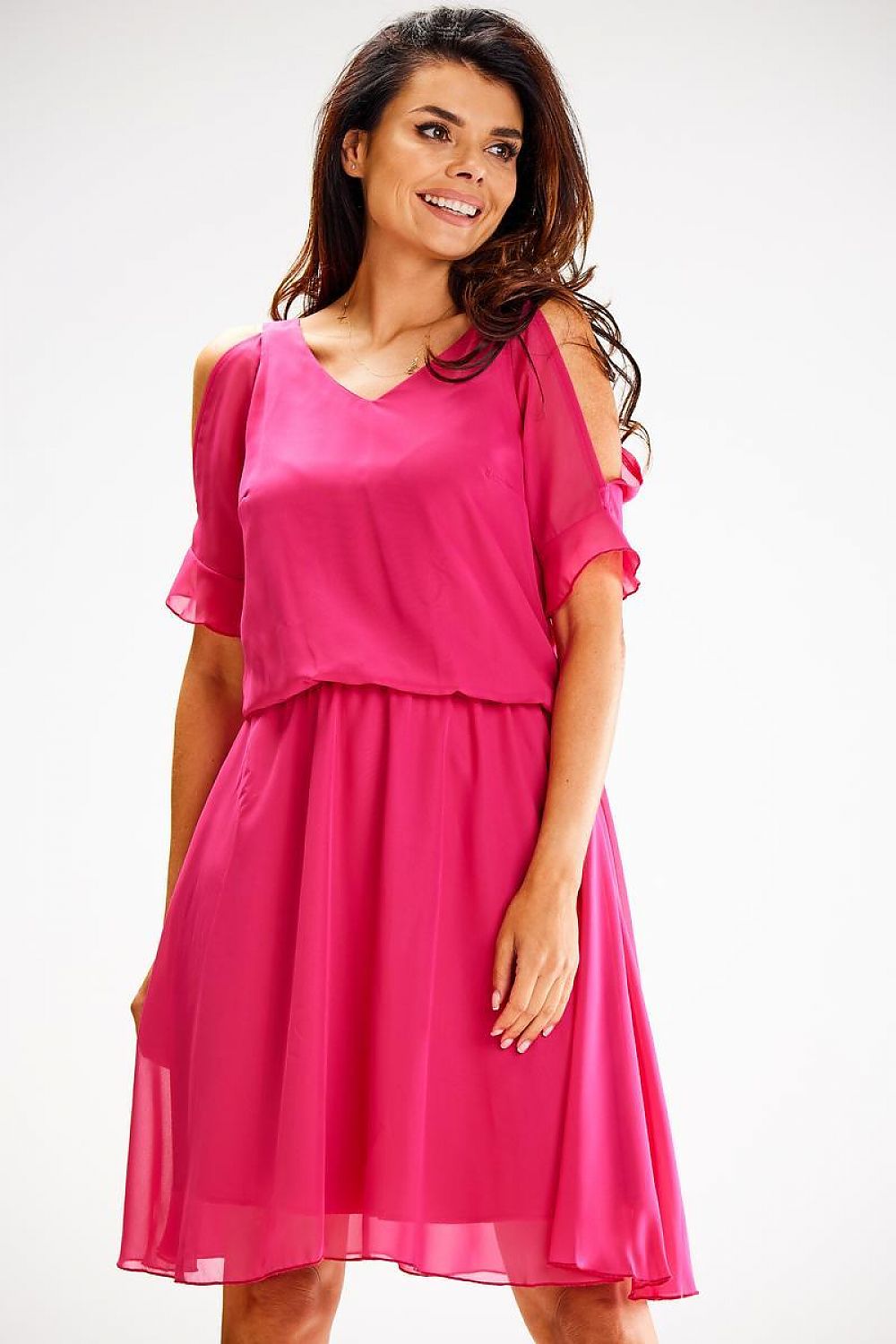 Elegant Lightweight Chiffon Summer Daydress with Shoulder Slits by Awama