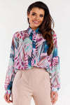 Oversized Chiffon Long Sleeve Shirt with Ruffled Cuffs by Awama - Elegant Style