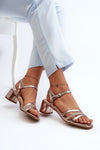 Elegant Women's Eco Leather Heel Sandals with Adjustable Strap and Low Block Heel