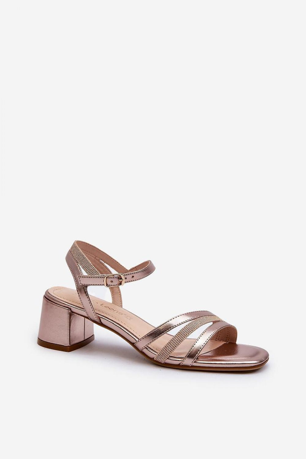 Elegant Women's Eco Leather Heel Sandals with Adjustable Strap and Low Block Heel
