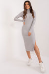 Elegant Midi Knit Dress with Turtleneck and Long Sleeves - Chic Pencil Fit for Everyday Wear