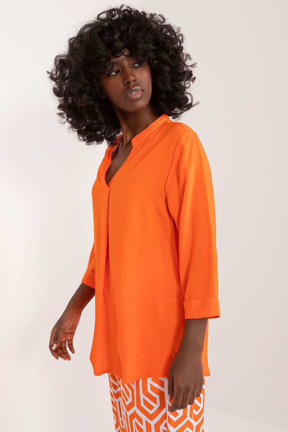 Elegant Viscose Blouse with V-Neck and 3/4 Sleeves for Everyday Comfort & Style by Sublevel