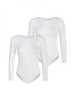 Classic Women's Viscose Bodysuit with Long Sleeves and Adjustable Closure - 2 Pack by Teyli