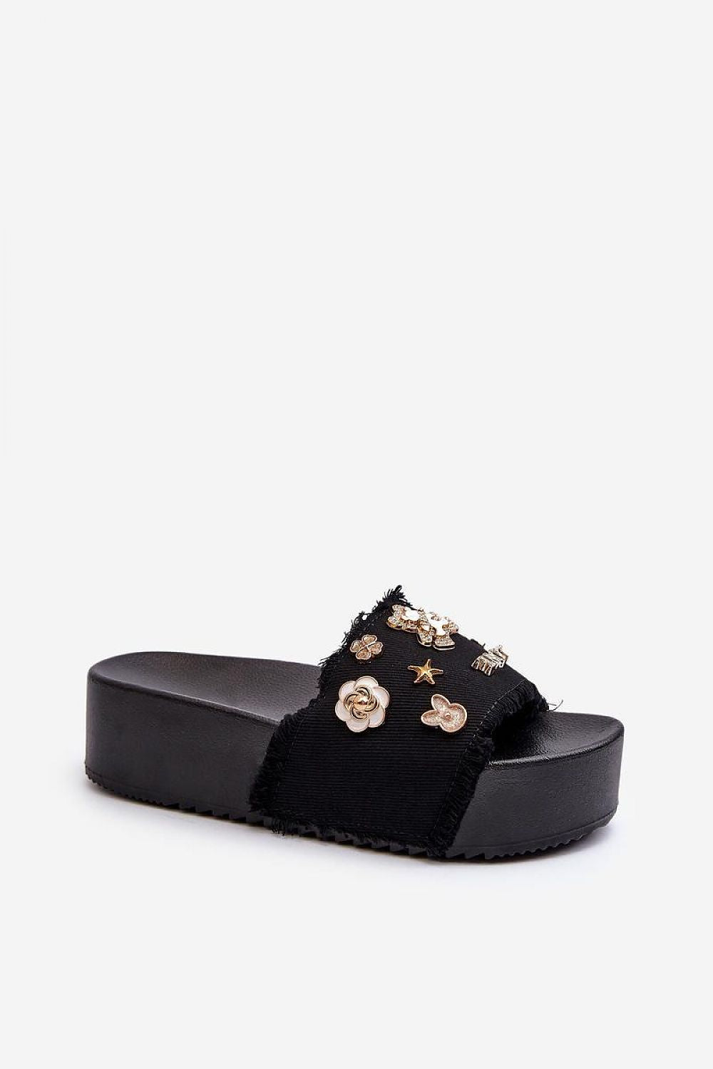 Women's Chunky Platform Sandals with Cute Badges – Comfortable Summer Footwear