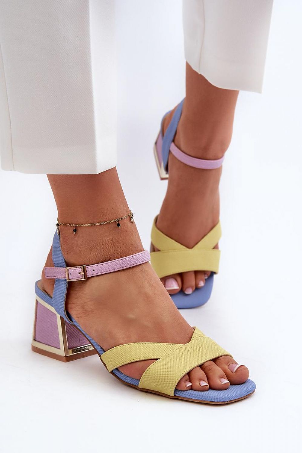 Elegant Women's Low Heel Sandals with Adjustable Buckle and Soft Leather Insole - Step In Style
