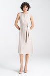 Women's Sleeveless Midi Daydress by Nife – Elegant Viscose, Linen & Cotton Blend with Waist Belt
