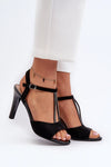 Elegant Faux Suede Stiletto Heel Sandals with Charming Straps for Women