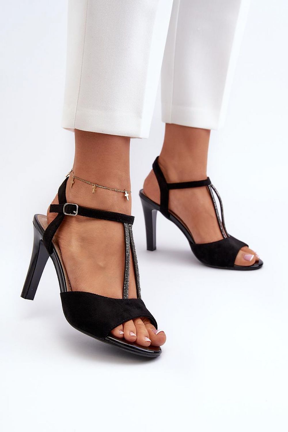 Elegant Faux Suede Stiletto Heel Sandals with Charming Straps for Women