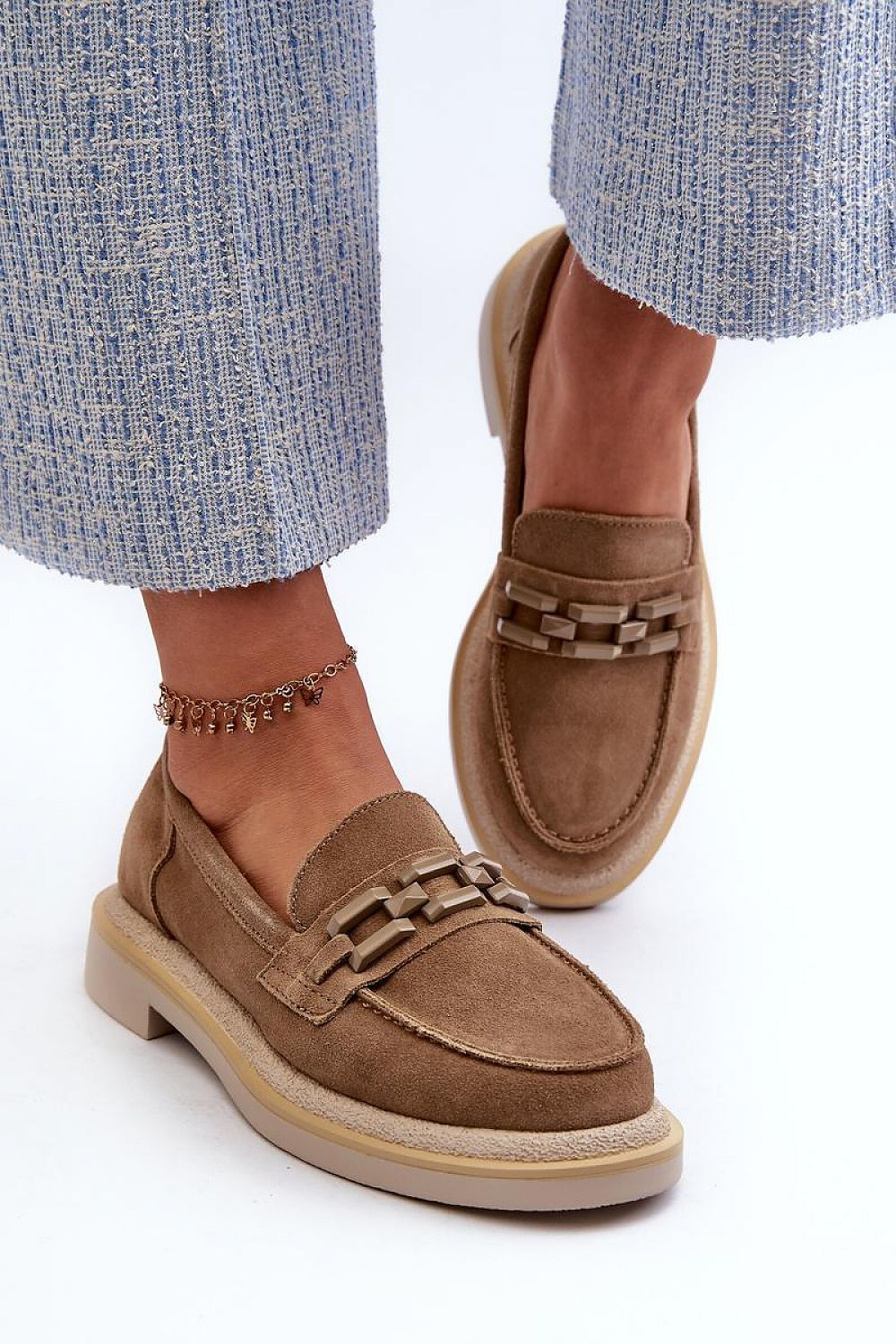 Luxury Women's Suede Moccasins with Natural Leather Footbed - Practical & Fashionable Comfort