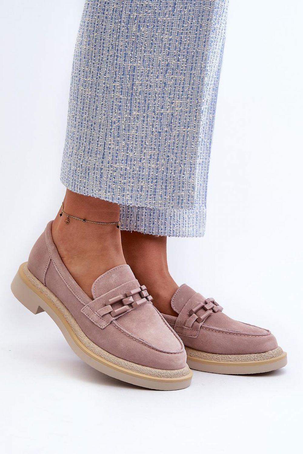 Luxury Women's Suede Moccasins with Natural Leather Footbed - Practical & Fashionable Comfort