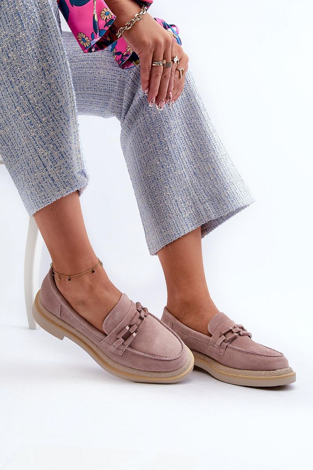 Luxury Women's Suede Moccasins with Natural Leather Footbed - Practical & Fashionable Comfort