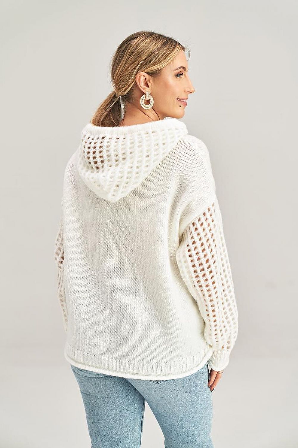 Elegant Long-Sleeved Hooded Jumper with Fashionable Decorative Pocket by Figl