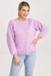 Figl Elegant V-Cut Back Jumper with Decorative Bow and 3/4 Length Sleeves