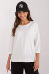 Luxury Women's Daily Sweatshirt - Cotton Spandex Blend, 3/4 Sleeves, Relaxed Fit, Casual Elegance