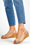 Elegant Women's Vegan Leather Wedge Sandals with Genuine Leather Insole - 6 cm Heel Height
