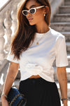 Stylish Cream Cotton Blouse with Pleating and Detachable Handcrafted Rose - IVON