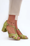 Maciejka Women's Genuine Leather Heel Sandals with Adjustable Buckle - 6cm Block Heel Elegance