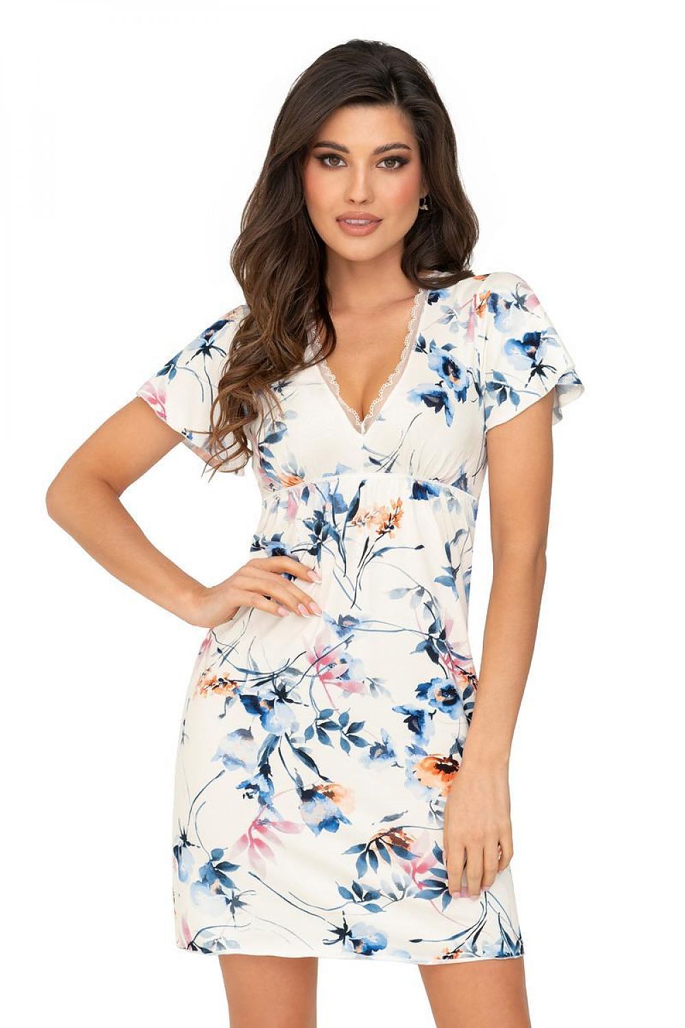Elegant Women's Astrid Floral Viscose Nightgown with Lace Details and Comfortable Fit