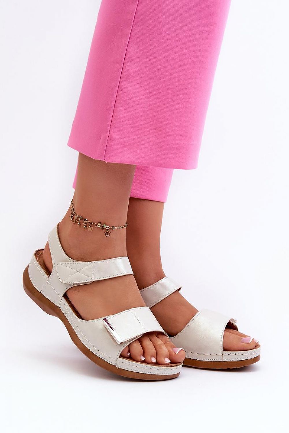 Women's Eco Leather Velcro Sandals with Cushion-Effect Insole – Stylish & Comfortable Summer Footwear