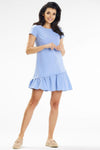 Elegant Mini Trapeze Dress with Asymmetrical Ruffle and Side Zip by Awama