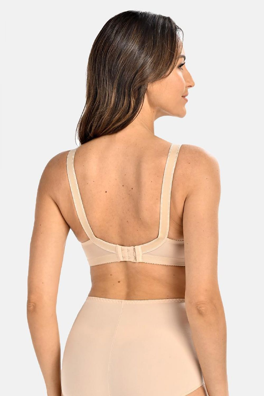 Luxurious Underwire-Free Beige Bra with Cotton Lining and Adjustable Front Straps for Comfort