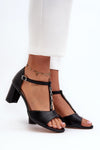 Elegant Eco Leather Women's Heeled Sandals with Adjustable Buckle and Natural Leather Insole