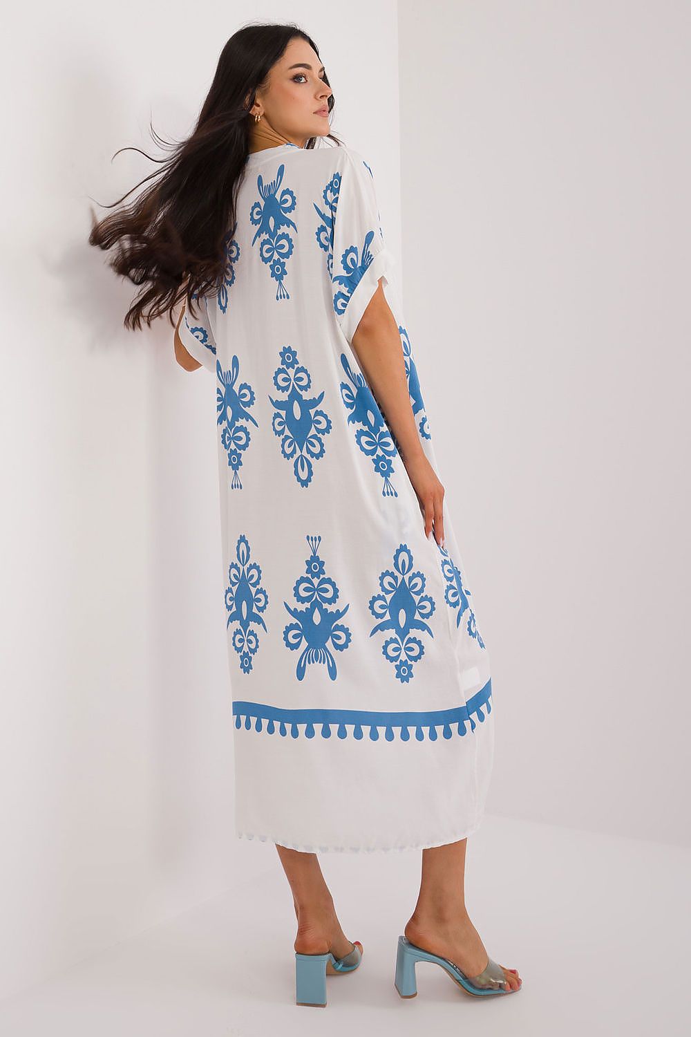 Boho Viscose Midi Dress with Heart Neckline by Italy Moda – Comfortable Summer Everyday Wear