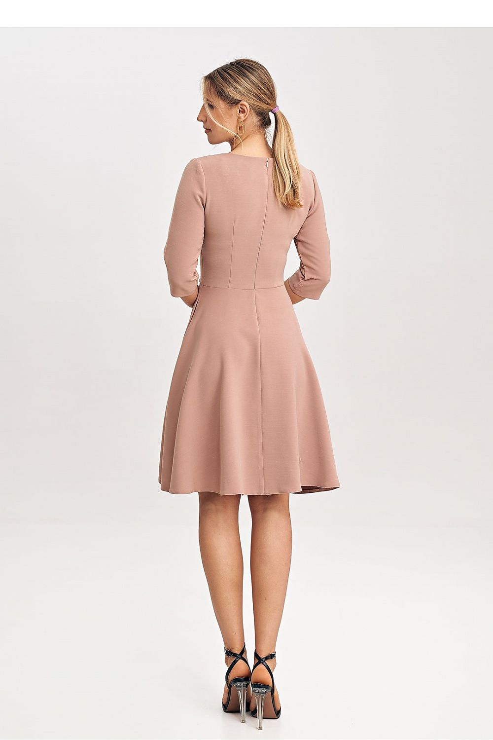 Elegant Flared Daydress with 3/4 Sleeves by Figl - Classic Cut and Feminine Design