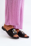 Elegant Women's Flip-Flops With Soft Leather Insole And Decorative Accents - Step In Style